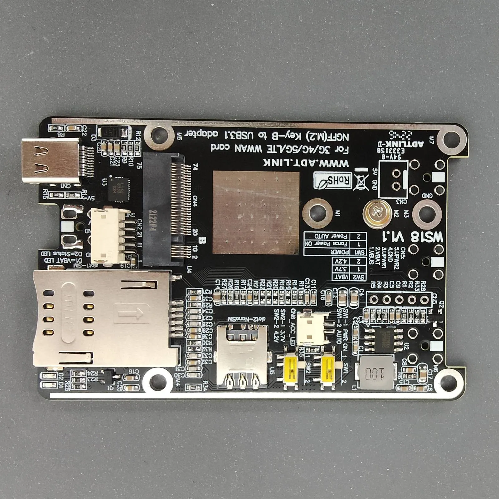 NGFF M.2 B Key WWAN 5G IoT-Steckplatz auf USB 3.1 Typ C 4G LTE 5G Modul Unicom Mobile Telecom Modulare Adapterkarte 2230/3042/3052 – Detail 21
