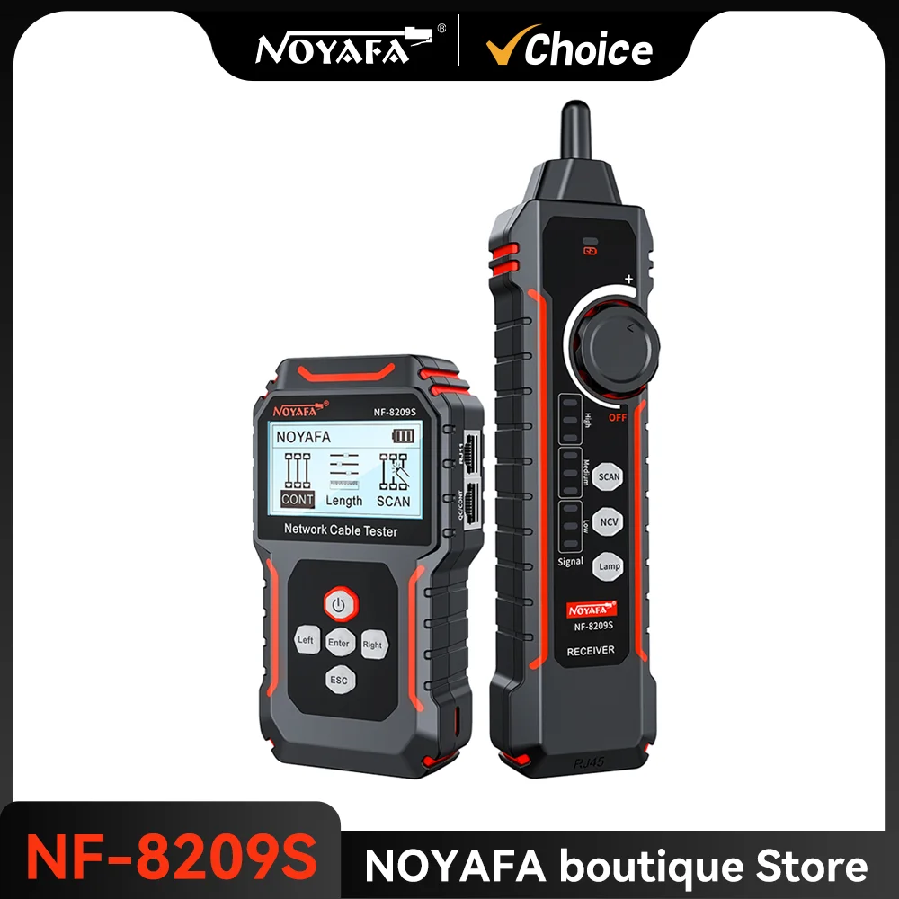 NOYAFA NF-8209S Network Cable Tester Cable Tracker Cat5 Cat6 PoE Tester Detect Length Continuity Test with NCV & Lamp