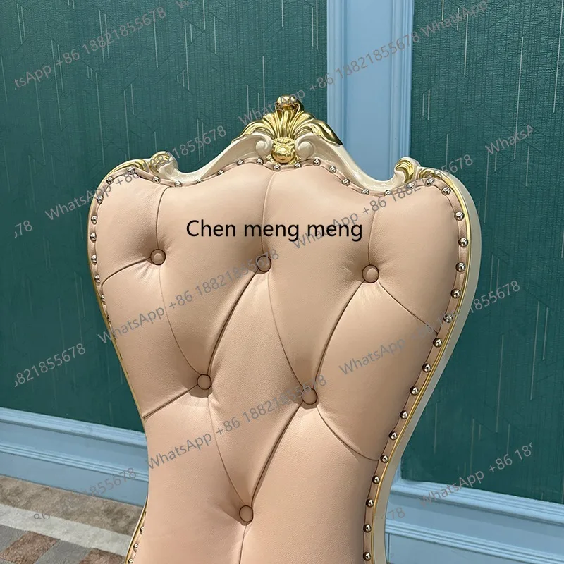 European leather dining chair palace luxury wood carving flower office chair restaurant dining chair
