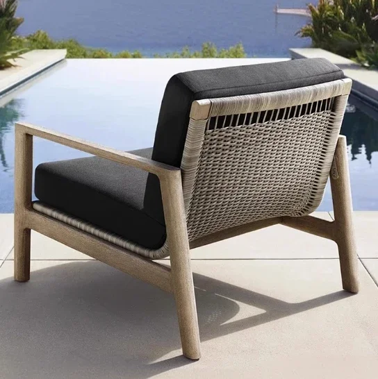 The product can be customized. Outdoor teak sofa, garden rain and sun protection