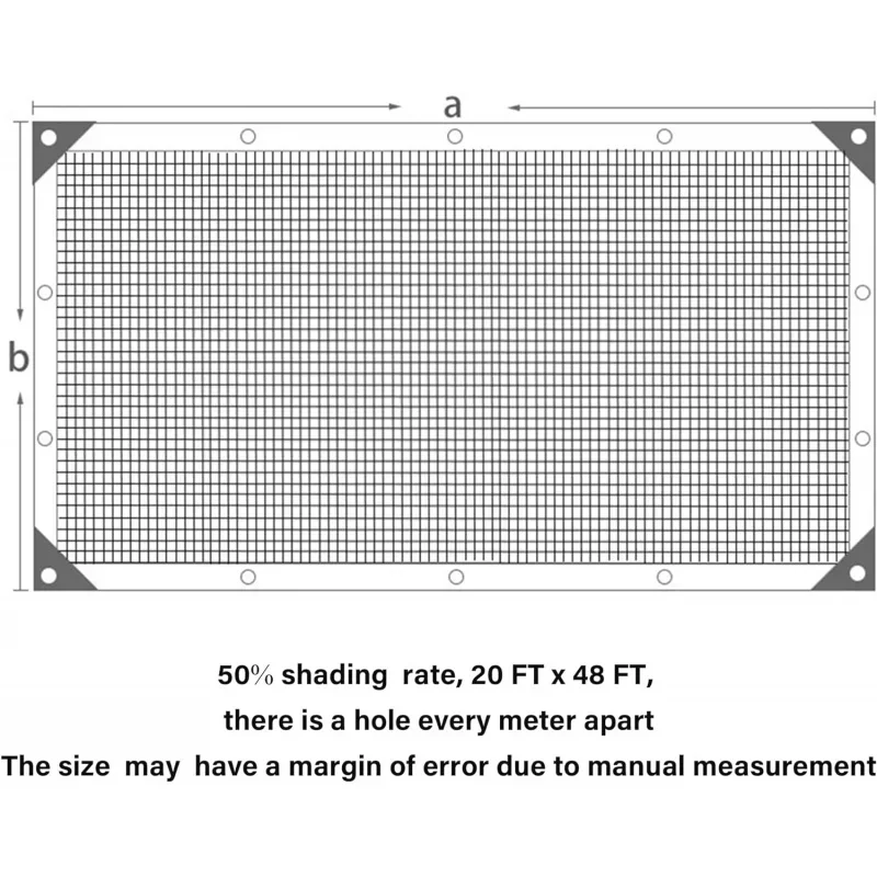 50% Black Shade Cloth, 20 x 48 FT Durable Mesh Tarp with Grommets, Garden Sunblock Shade Cloth Shading Antifreezing Plants C