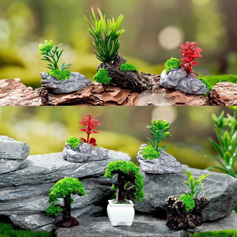Micro paisagem criativa vaso acolhedor pinho bonsai casa de bonecas decoração de jardinagem decoração de carro desktop pequeno ornamentst