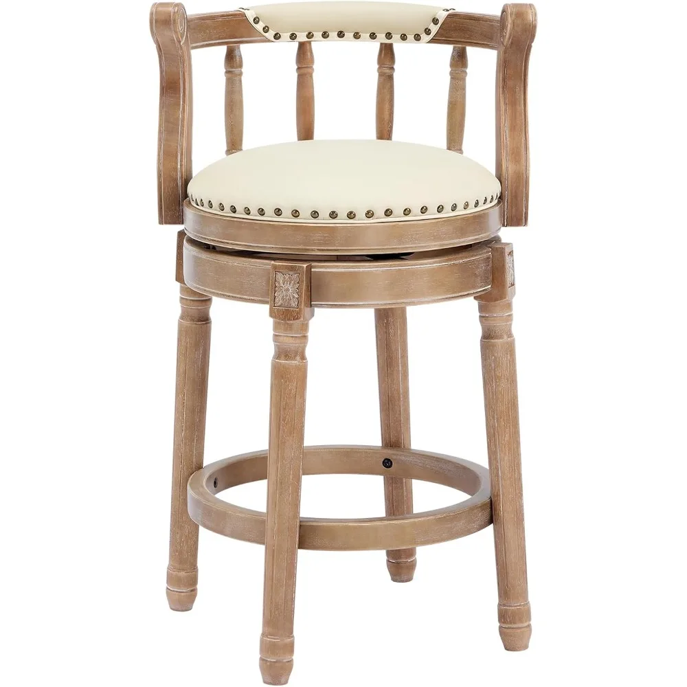 

Bar Stools Modern Swivel Barstools,kitchen Counter Genuine Leather Upholstered Vintage Barstool For Home Kitchen Dining Room (b
