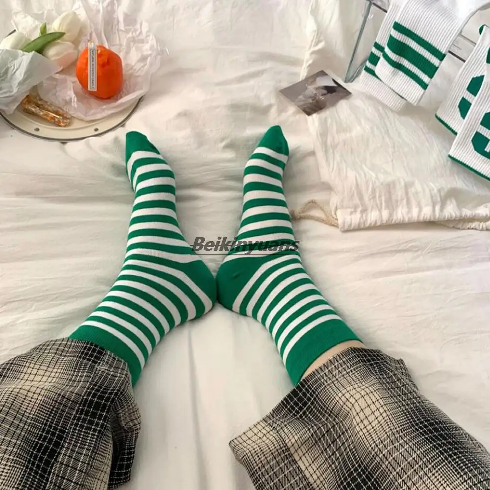 Blue-green letter big C socks women spring and summer ins tide Japanese checkerboard women boat socks sports men's short socks