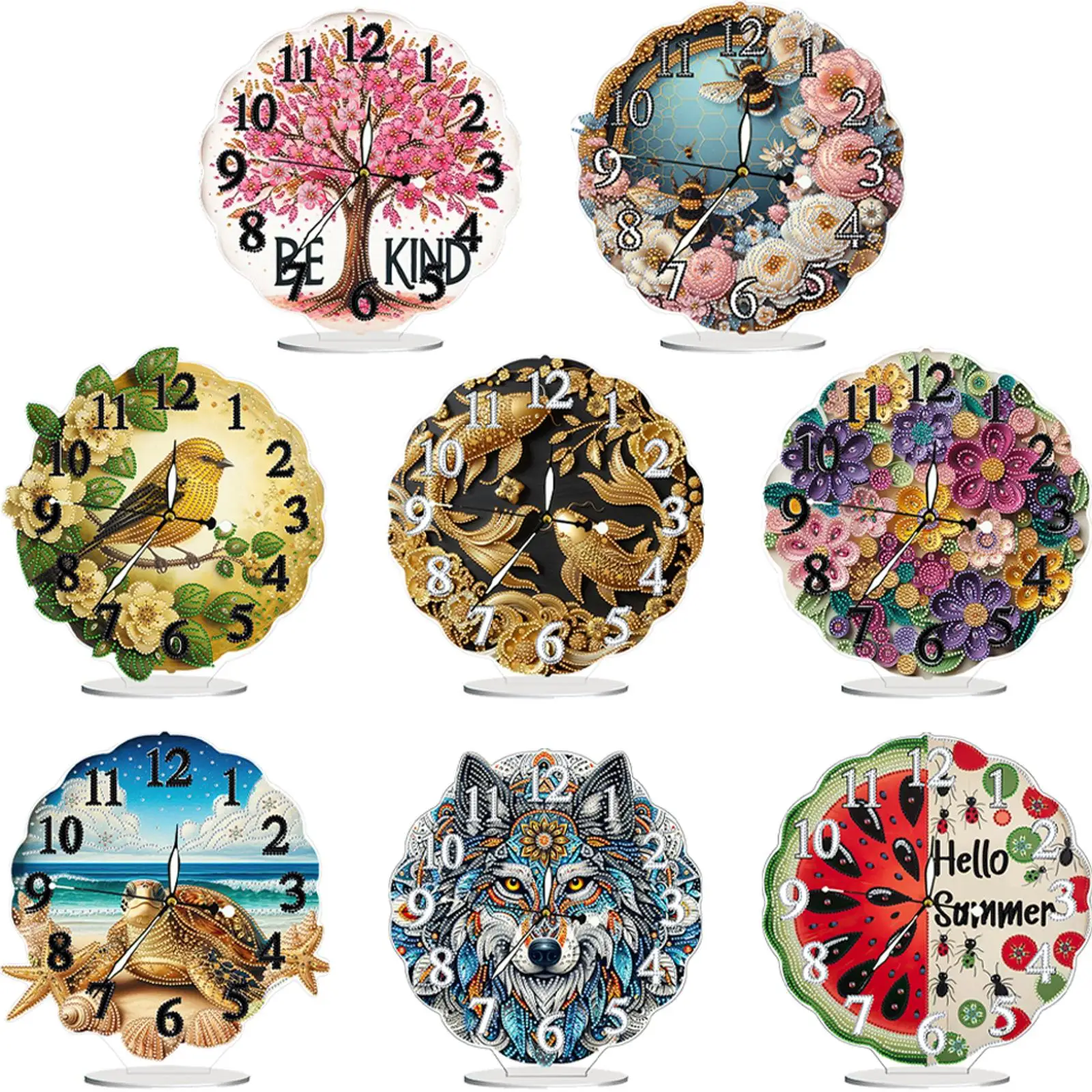 

Acrylic Special Shape Flower Honey Diamond Painting Clock 5D Diamond Painting Clock Art Craft Diamond Painting Clock Handicraft