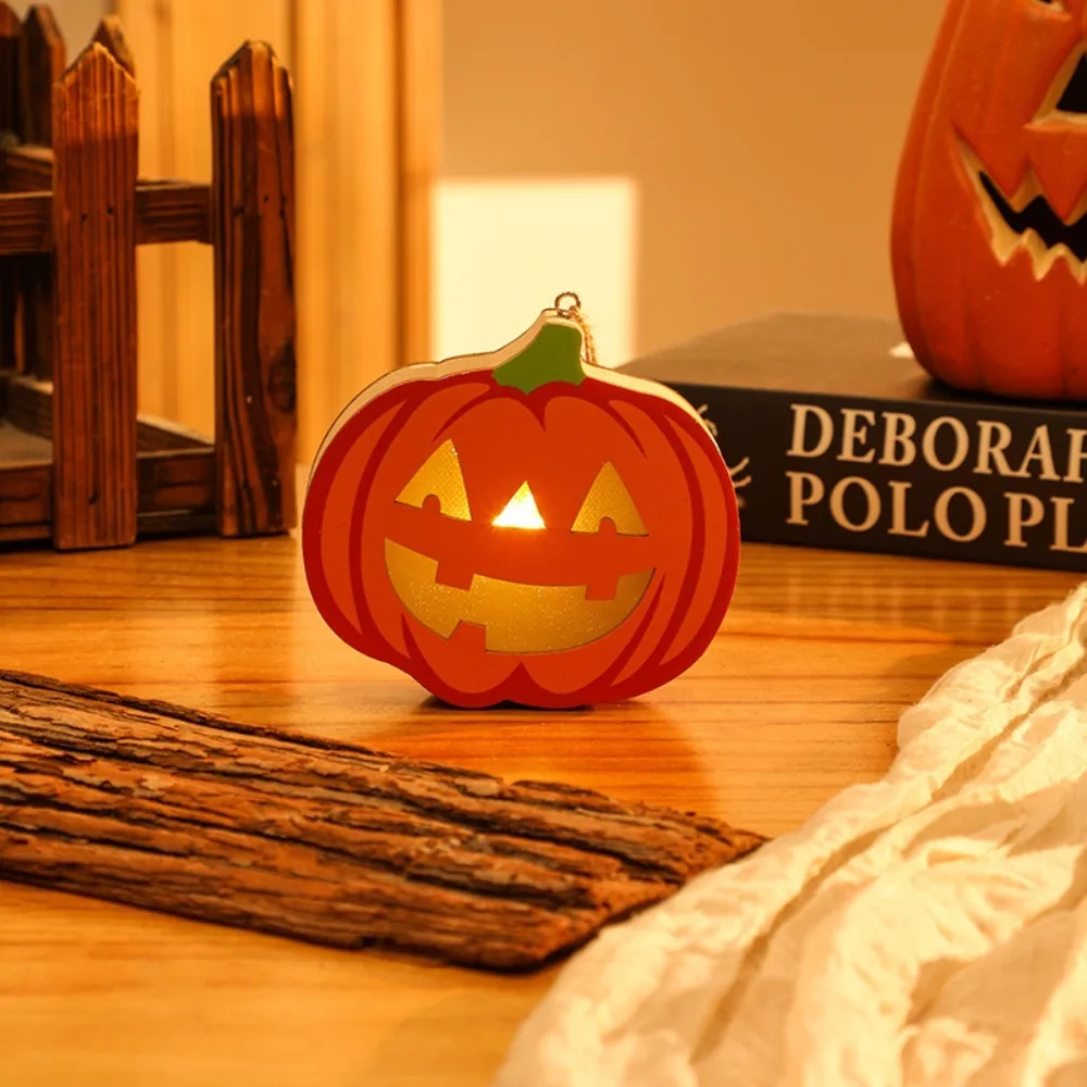 Portable Wooden Pumpkin Lantern Spider Halloween Decor Halloween Nightlight Pendant Ghost Lantern Halloween