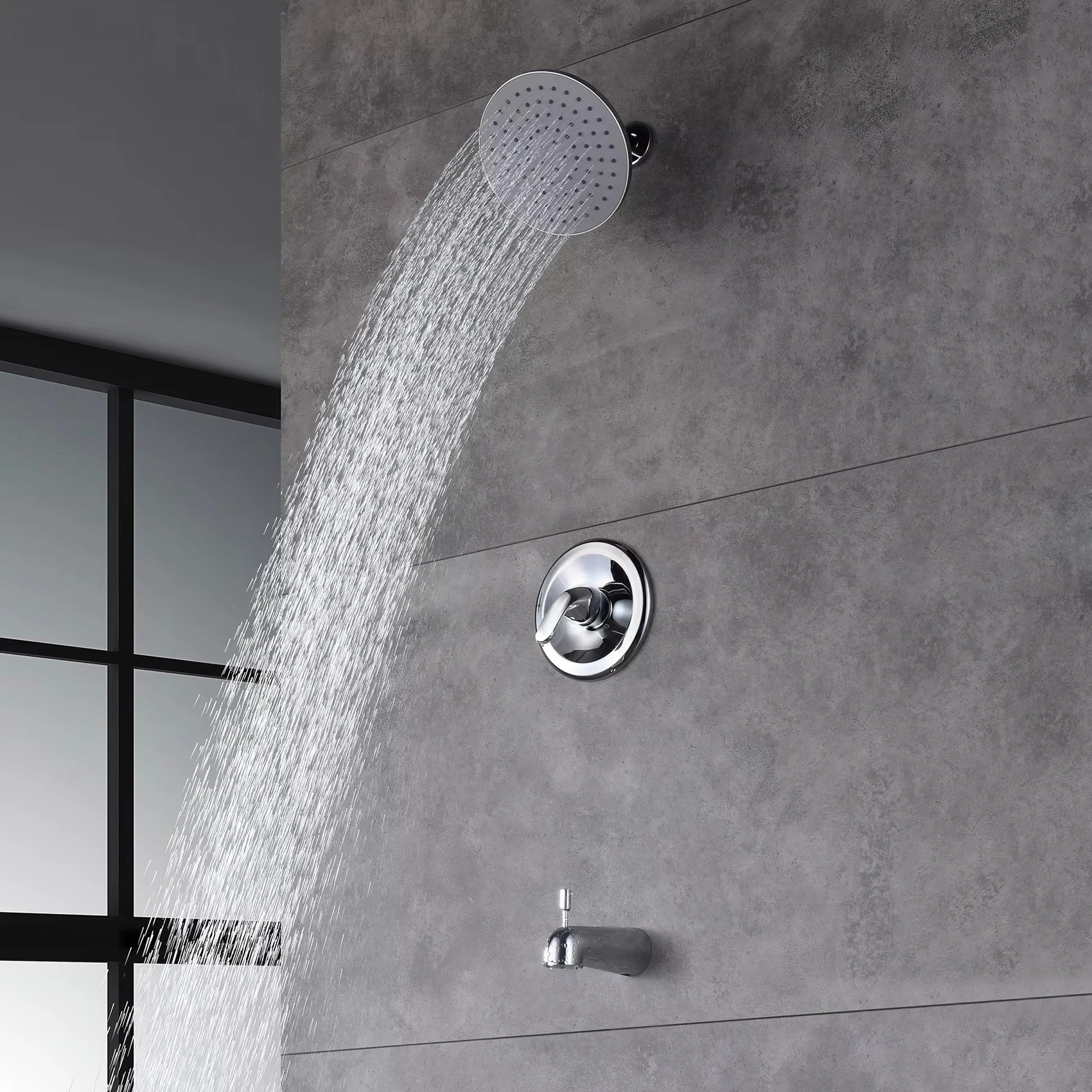 

M Boenn Hot and Cold Shower Set System Wall Mounted Showers Diverter Mixing Bathroom Faucets 8 Inch Black Shower Head With Spout