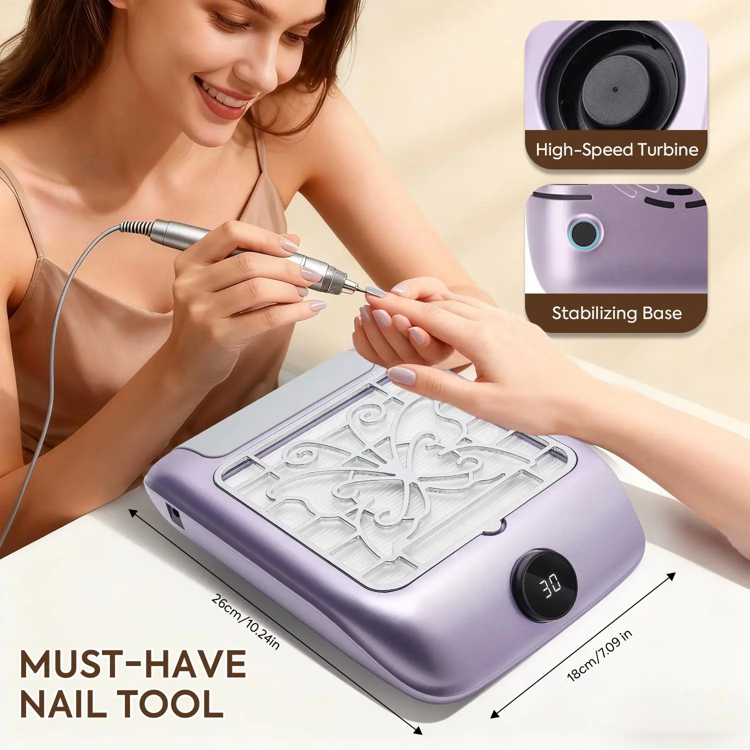 مكنسة كهربائية للأظافر قوية 3000 دورة في الدقيقة من DianaBeauty، مكنسة كهربائية احترافية لتلميع الأظافر، مكنسة كهربائية بفلتر قابل للإزالة #6