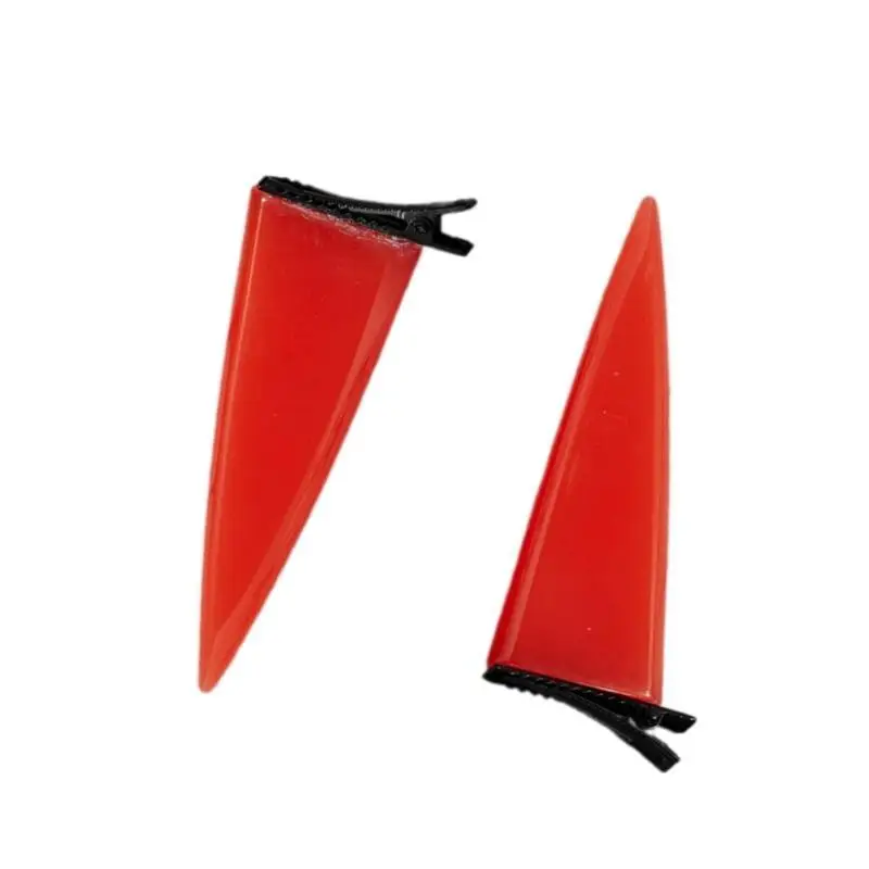 

652F 2PCS Devil Horn Hair Clip Set for Adult Kids Novelty Resin Horn Side Hair Clip Party Stage Performances Costume Headwear
