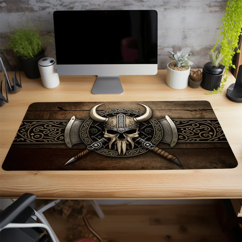 

Viking Norse Skull XXL gaming e-sports mouse pad anti-slip locking edge desk mat home office gamer desk accessories desk-mat