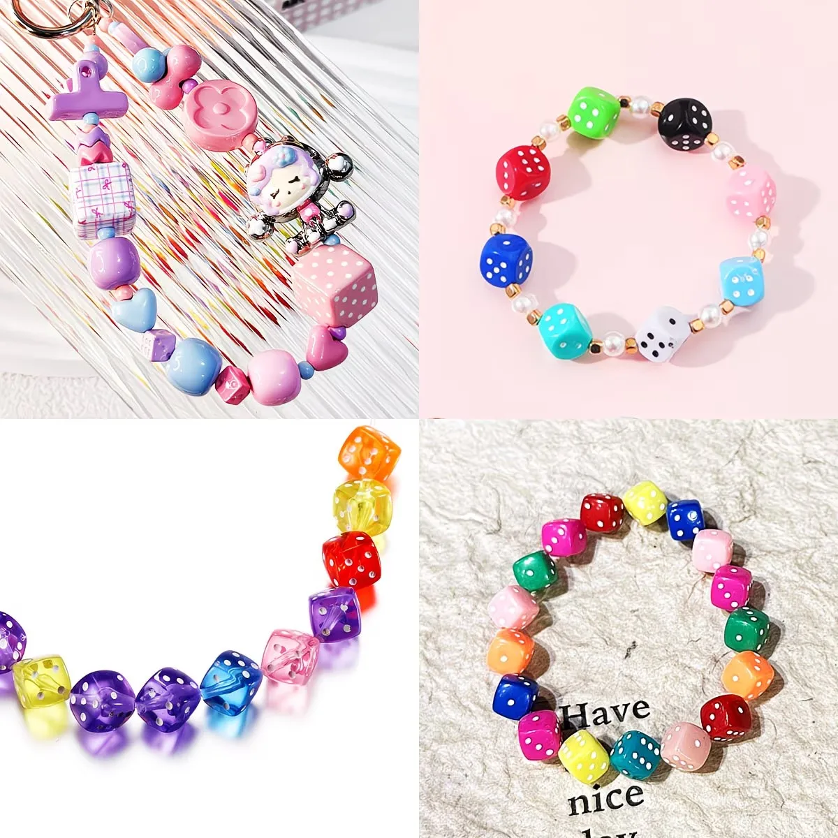 8mm 100/50pcs Multicolor Transparent Cube Dice Square Beads Acrylic Loose Beads Decorative Beads & Bead Assortments