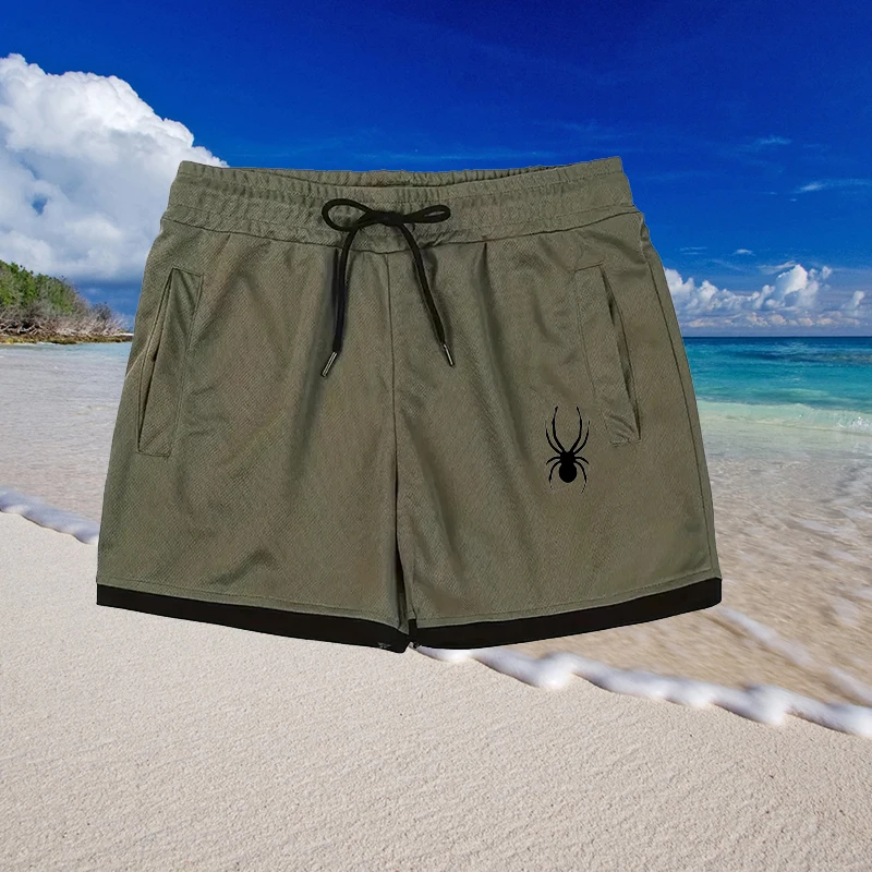 Running Shorts, Quick Drying, Breathable, Marathon, Fitness, Beach, Tight Mesh, Hip-hop Style, 2025 Novelty
