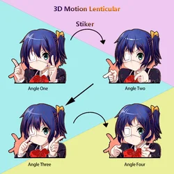 Takanashi Rikka Love, Chunibyo & Other Delusions 3D Motion Stickers Cartoon Waterproof Decals for Cars,Refrigerator,Etc.