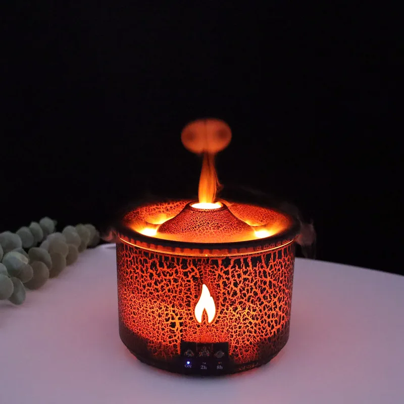 Volcanic Jellyfish Aroma Diffuser Fire Flame Humidifier Essential Oils Smoking Mist Maker Red Blue Lamp Electric Smell for Home