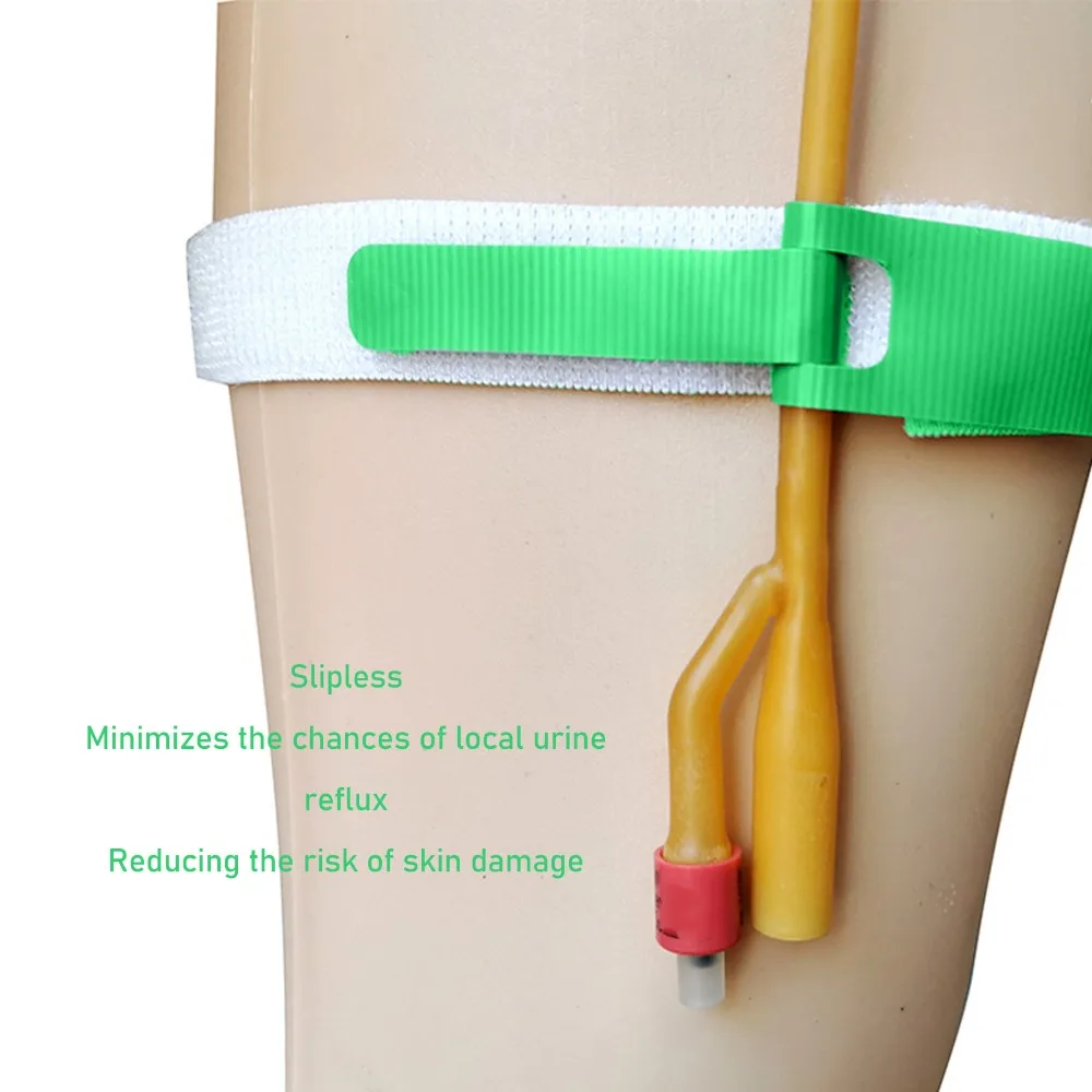 Self-adhesive Catheter Leg Strap Adjustable Fit Reusable Catheter Stabilization Device Urinary Drainage Tube Holder Home Care