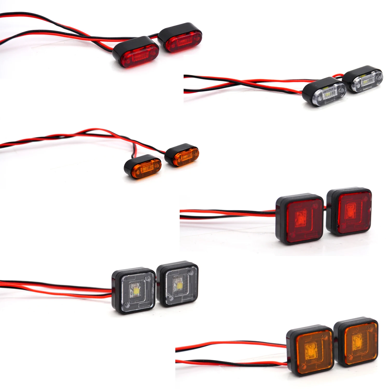 Feux LED en plastique pour voiture RC 8*8mm 11*5mm - Feux d'avertissement et de positionnement pour pièces de voitures RC 1/14 Tamiya TRX4 Defender Bronco SCX10