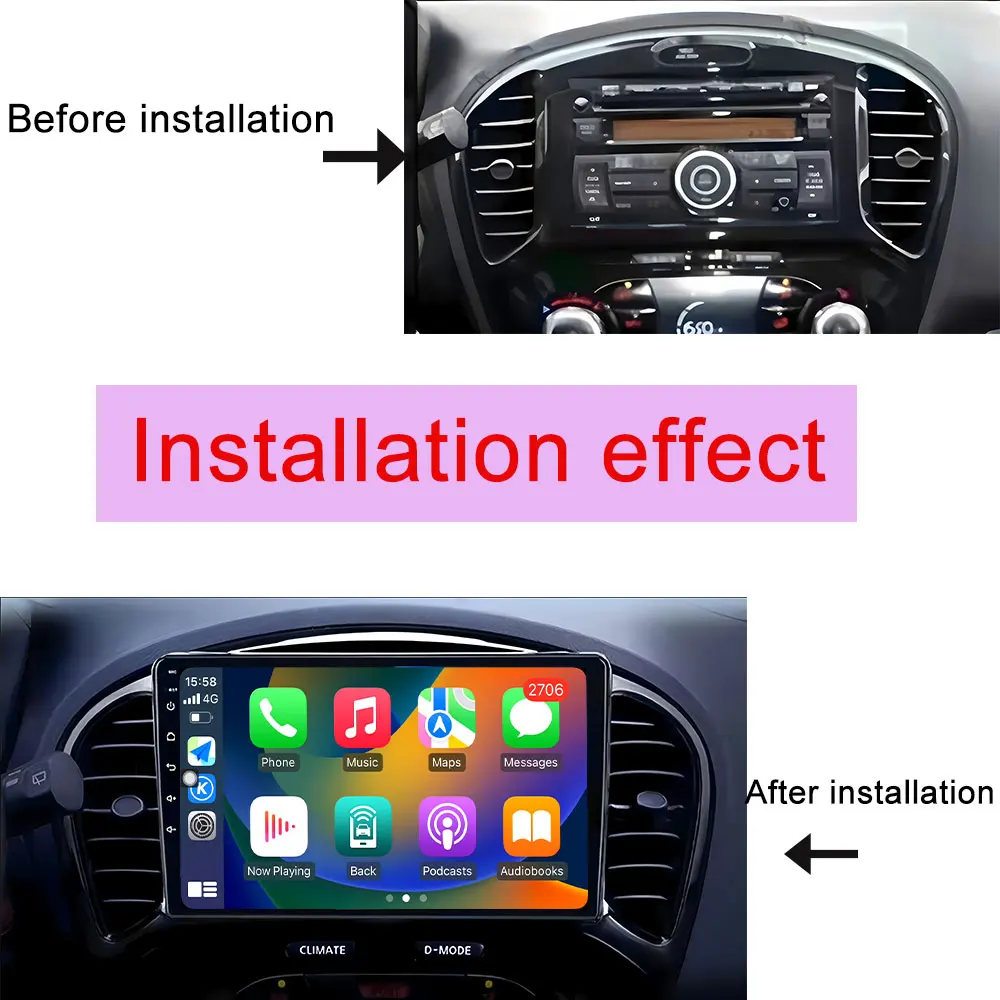 For Nissan Juke 2011-2016 CarPlay DSP Stereo Car Radio Video Audio Multimedia Player GPS Navigation Bluetooth WIFI QLED Screen