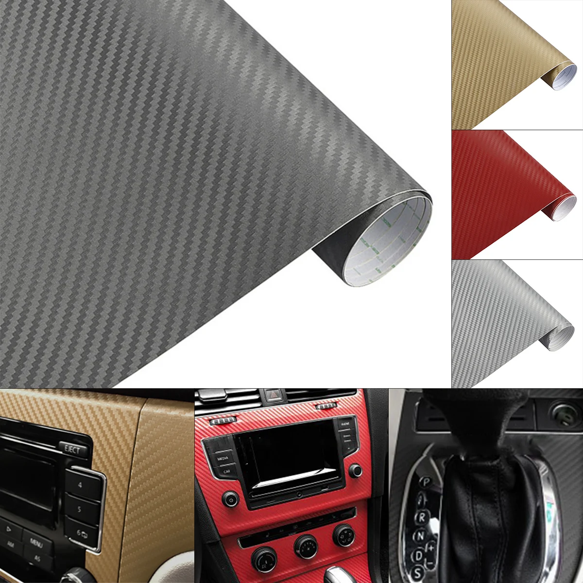 

4 Color 30x127 CM 3D PVC Carbon Fiber Any Clipping Thickening Decoration Stickers for Car Motorcycle Motorbike Scooter