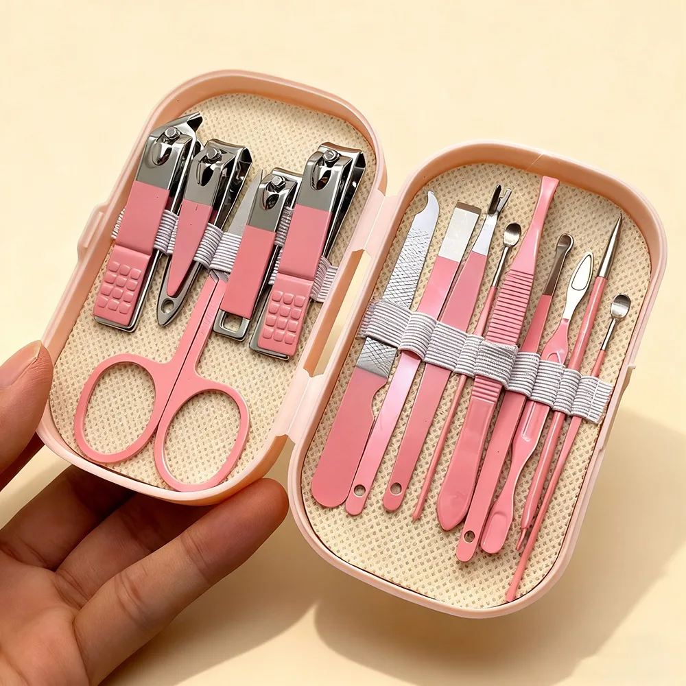 Ensemble d'outils de manucure et de pédicure en acier inoxydable, avec coupe-ongles de style moderne et outils de toilettage, ensemble de soins des ongles, 14 pièces