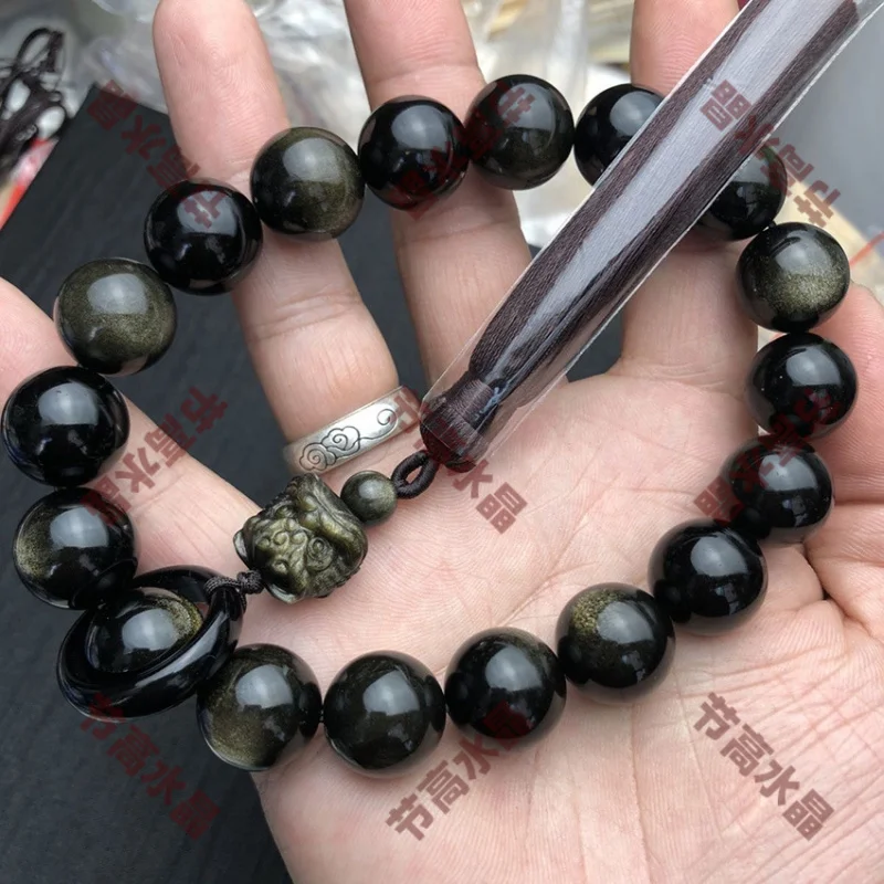 حجر السج الطبيعي Xingshi يده حلقة مرنة شرابة الرجال والنساء لعبة اليد سوار بوذا الخرز والمجوهرات #5