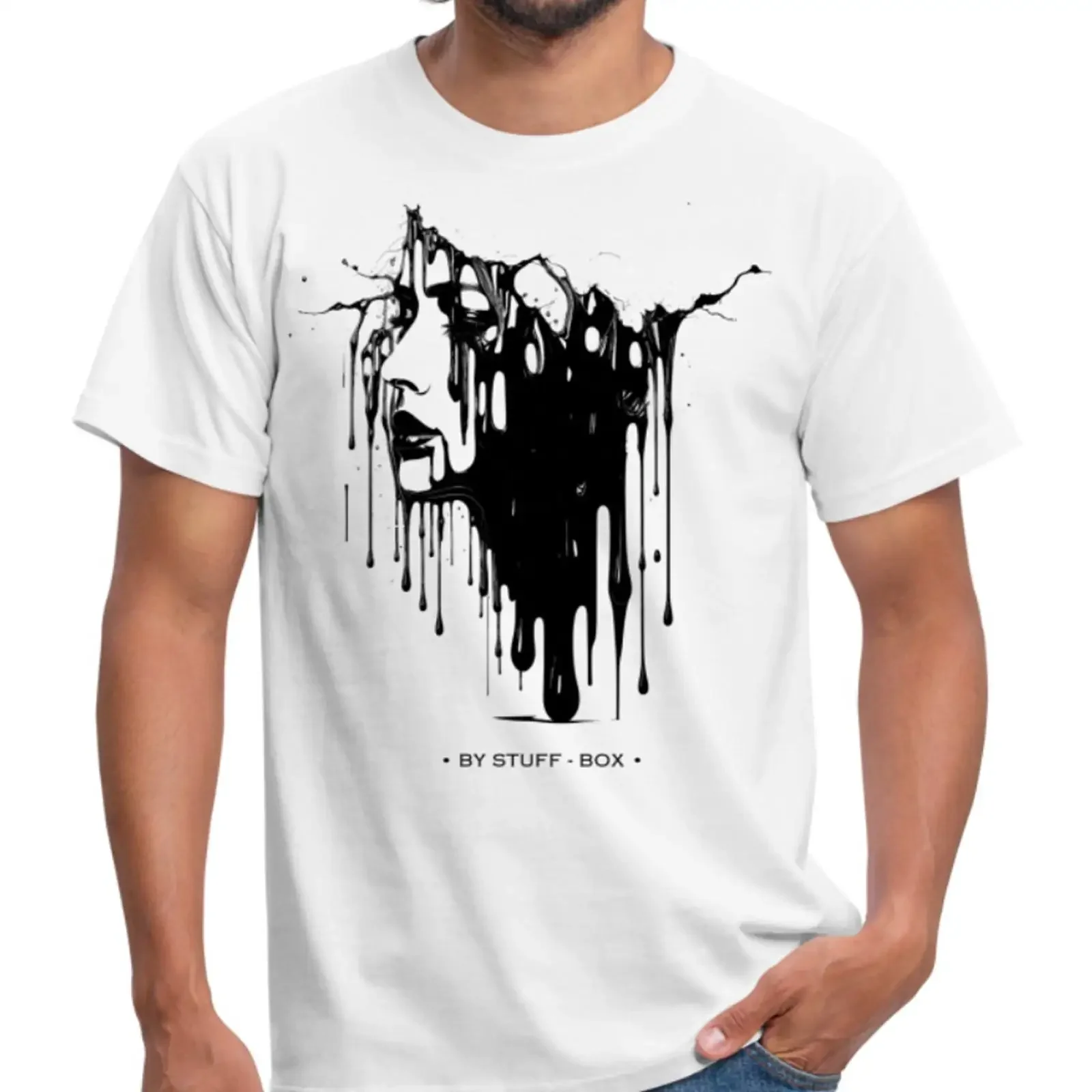 Stuff Box Blood Girl Weiß Herren T-Shirt Coole Designs zum unschlagbaren Preis Vintage Washed Stilvoll Unisex Stretch