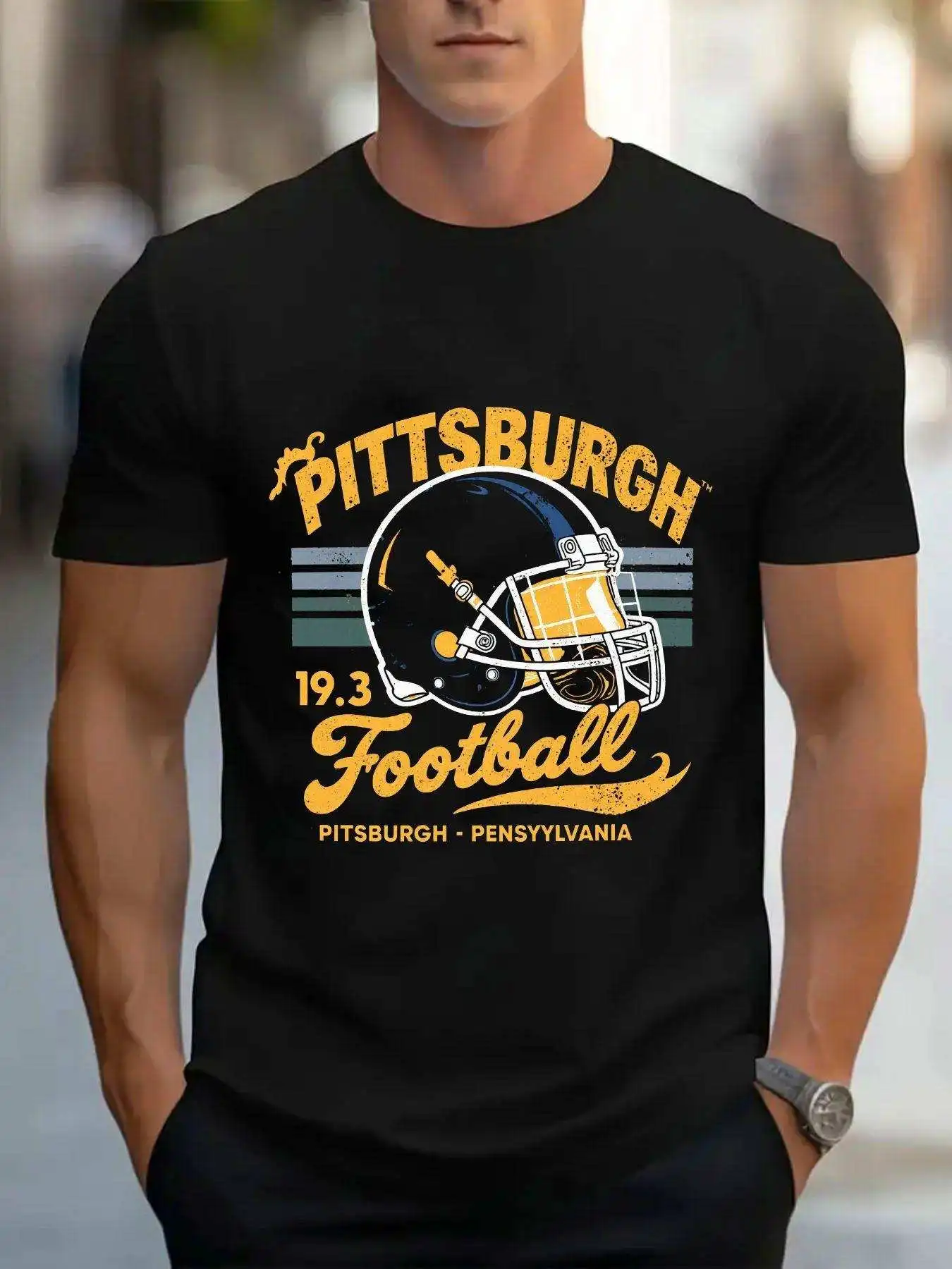This Men'S Fashion T-Shirt Is Made From and Showcases A New Sports Theme.It Comes in A Variety of Colors and Features A Distinctive Pittsburgh Graphic Design