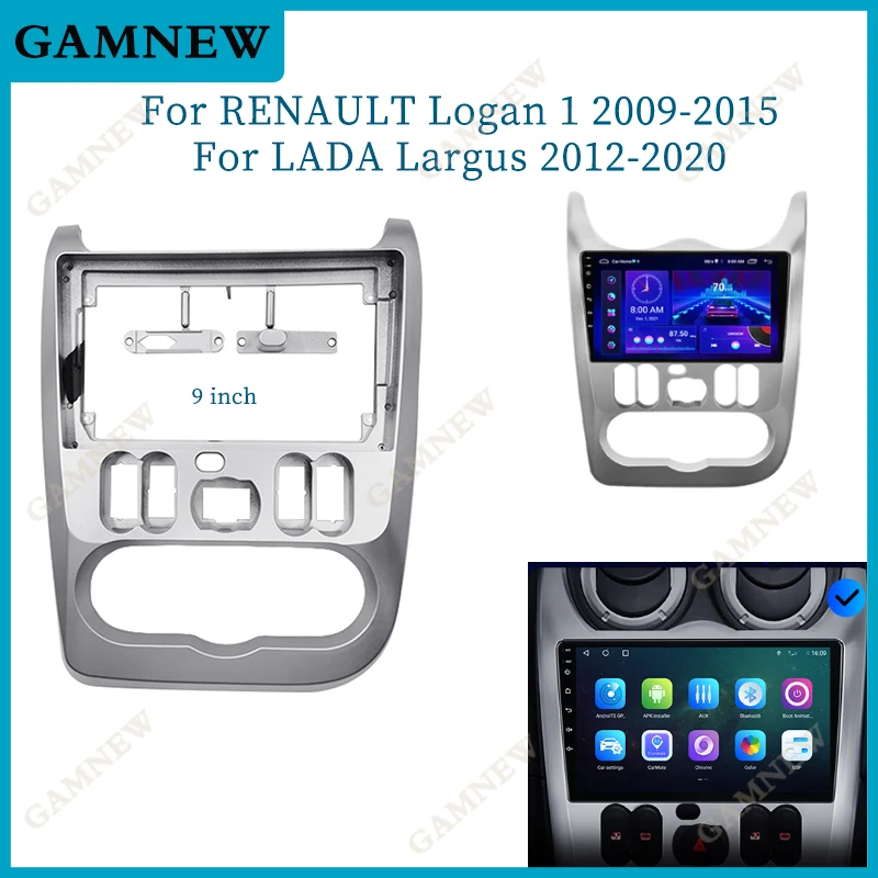 

9" Car Radio Fascia For RENAULT Logan 1 2009-2015/LADA Largus 2012-2020 Video Panel Player Audio Dash 2 Din Frame Mount Kit