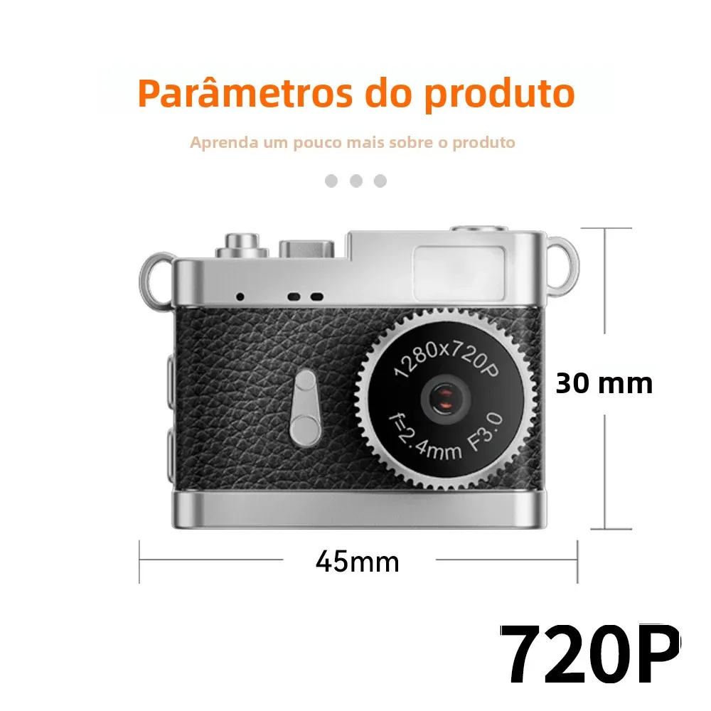 Câmera Digital Retrô S142 com Gravador de Vídeo 720P, Luz LED de Preenchimento, Tela IPS de 0,96 Polegadas, Câmera Digital Mini Portátil
