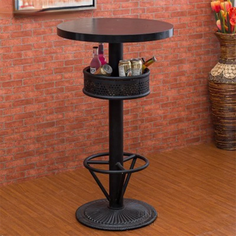 2022 hot selling night club cooler bar chair and table set furniture pub wood round high top bar table