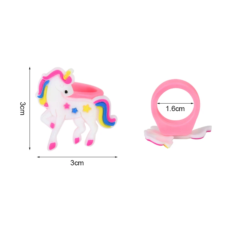 10 Uds. Anillo de unicornio arcoíris de animales de dibujos animados, joyería para niñas, anillo de caballo de unicornio para cumpleaños, decoración del banquete de boda, juguete para regalo para niños