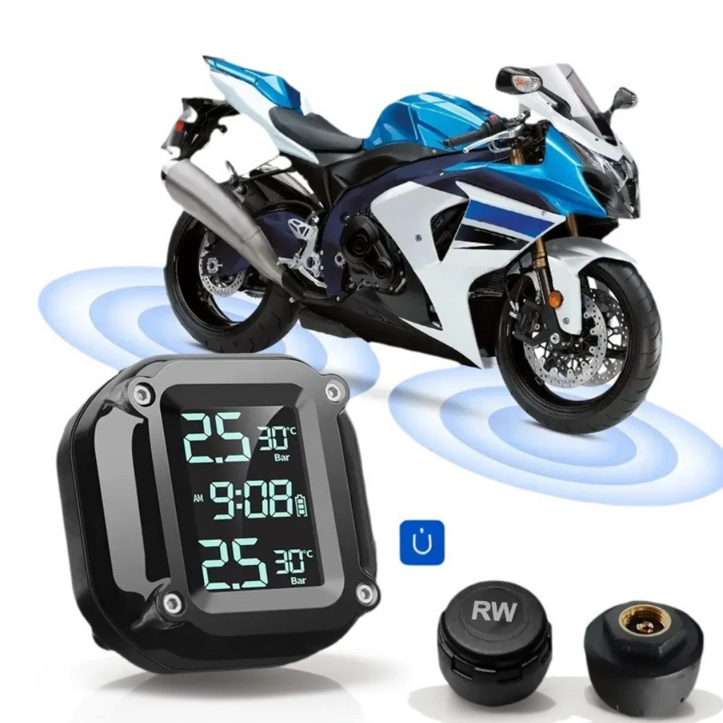 

M5 Motorcycle Tire Pressure Monitor - Wireless Digital Display Detector for External Use