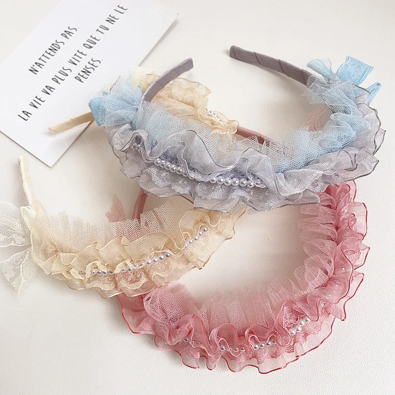 12pcs Glitter Tutu Floral Hairbands Cartoon Pearl Hard Headbands Boutique Hair Accessories for Girls Princess Headwear