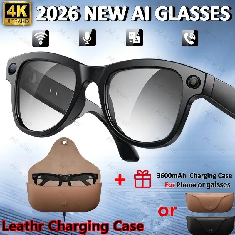 

2026 New Smart Glasses 8MP HD Camera Video Recording Voice Call With Charging Case Intelligent AI Translation MT5 Ultra Glasses
