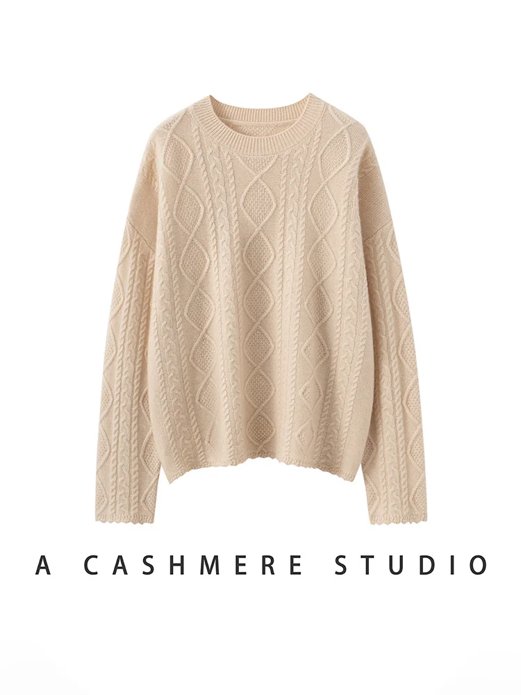 

Осень-зима, женский 100% кашемировый свитер с длинными рукавами, кружевной вязаный пуловер с круглым вырезом, кашемировый свитер, мягкие теплые трикотажные топы