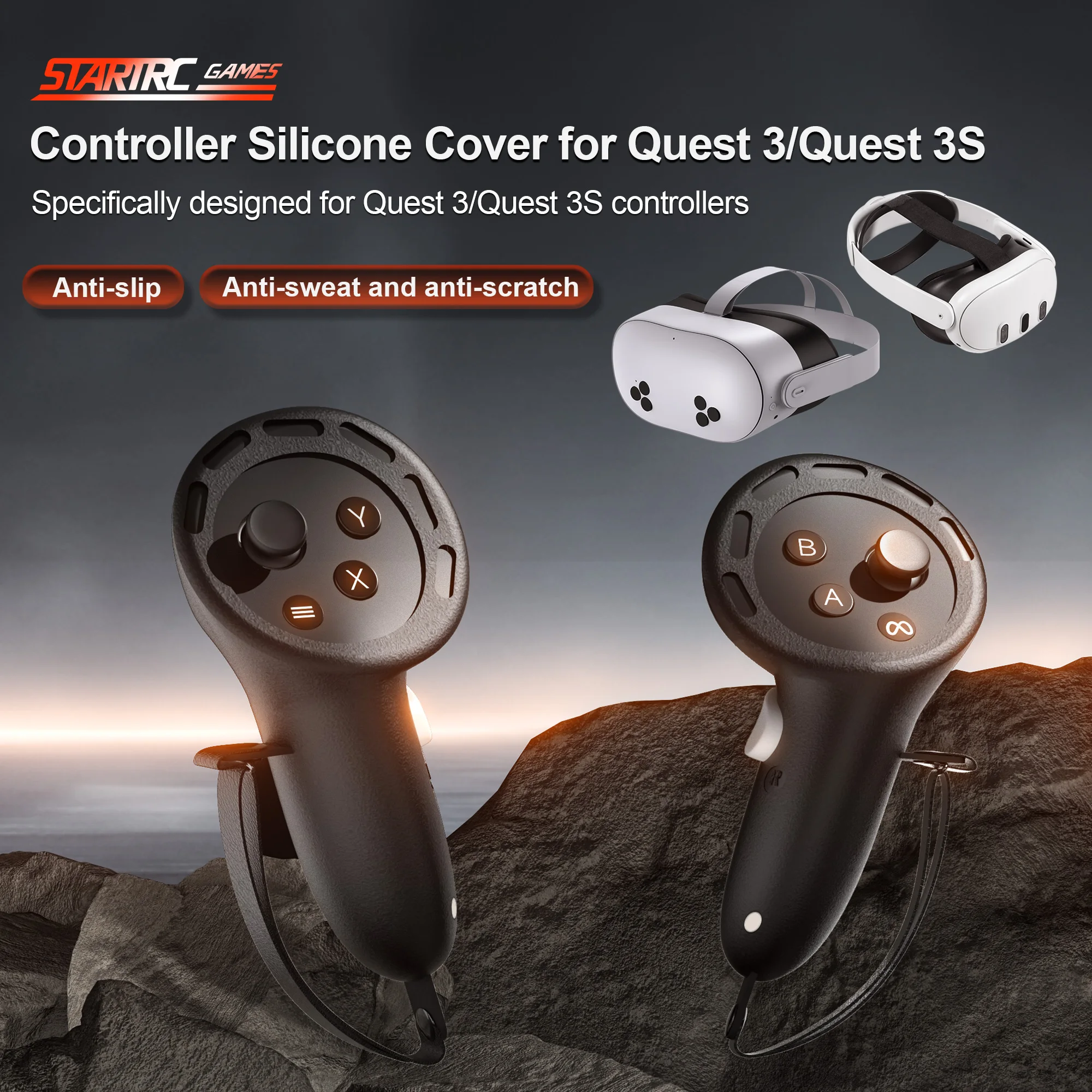 حامي مقبض السيليكون لـ Meta Quest 3S تحكم القبضات مقبض حامي غطاء حماية سيليكون لـ Meta Quest 3