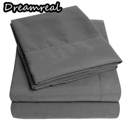 Dreamreal 1000TC Egyptian Cotton Bed Sheet Set Luxury Hotel Fitted Bedsheet Flat Sheets Pillowcase Smooth Bedding Set Washable
