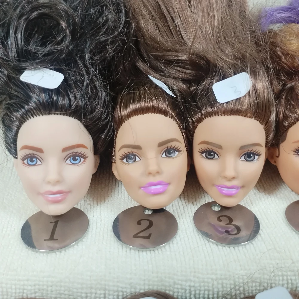 B666-8 Original Foreign Trade West Asia Dimples Beauty 1/6 OOAK NUDE Doll Head Mussed MIXED Hair for DIY B