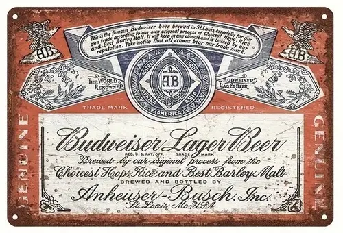 Letrero Metálico Vintage de Cerveza Lager