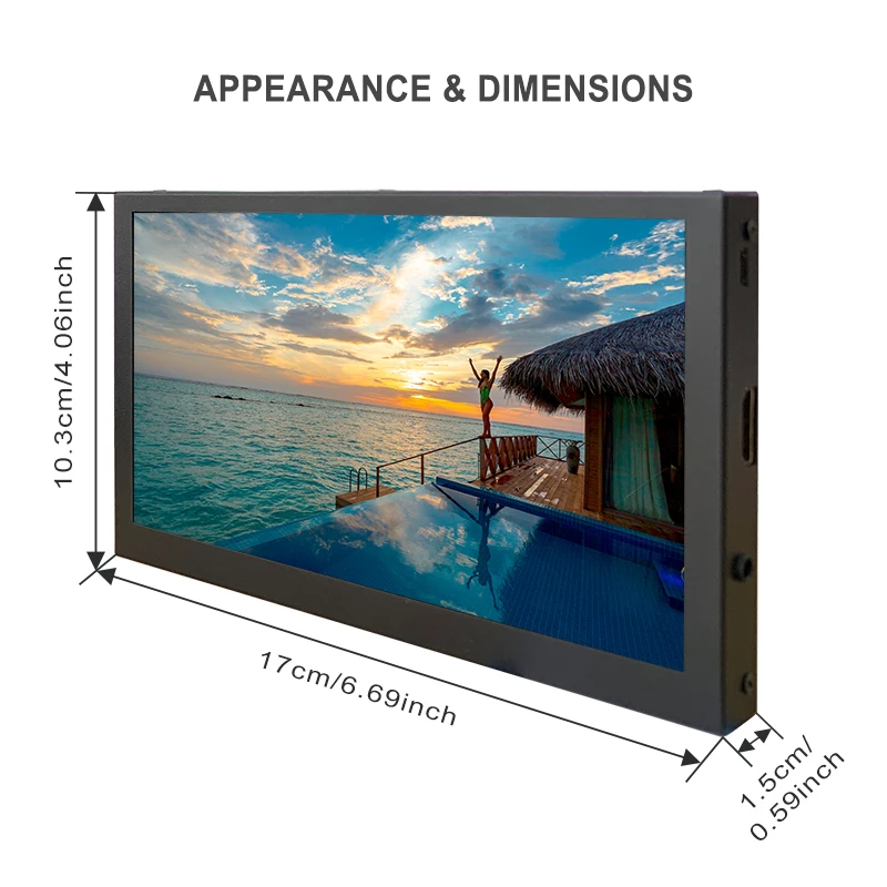 Monitor de pantalla táctil de 7 pulgadas de ancho, extensor de pantalla para ordenador portátil, RPI, 10,1, 1024x600