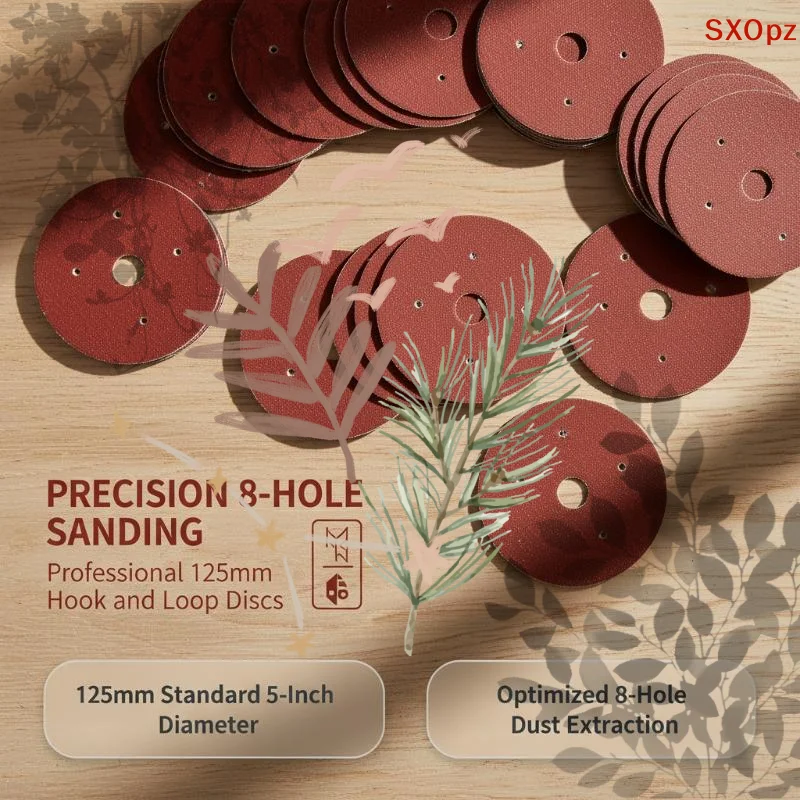 30Pcs Universal 8 Hole Sanding Discs 125mm Sandpaper For Metal Wood Glass Sander Polishing Pads Home Abrasive Tools 60~240 Grit