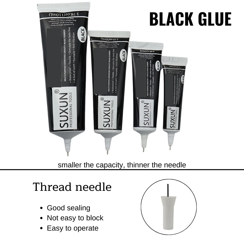 SUXUN Glue Black Contact Phone Repair Adhesive for Glass & Plastic, Universal DIY Glue in 15ML25ML 50ML 110ML