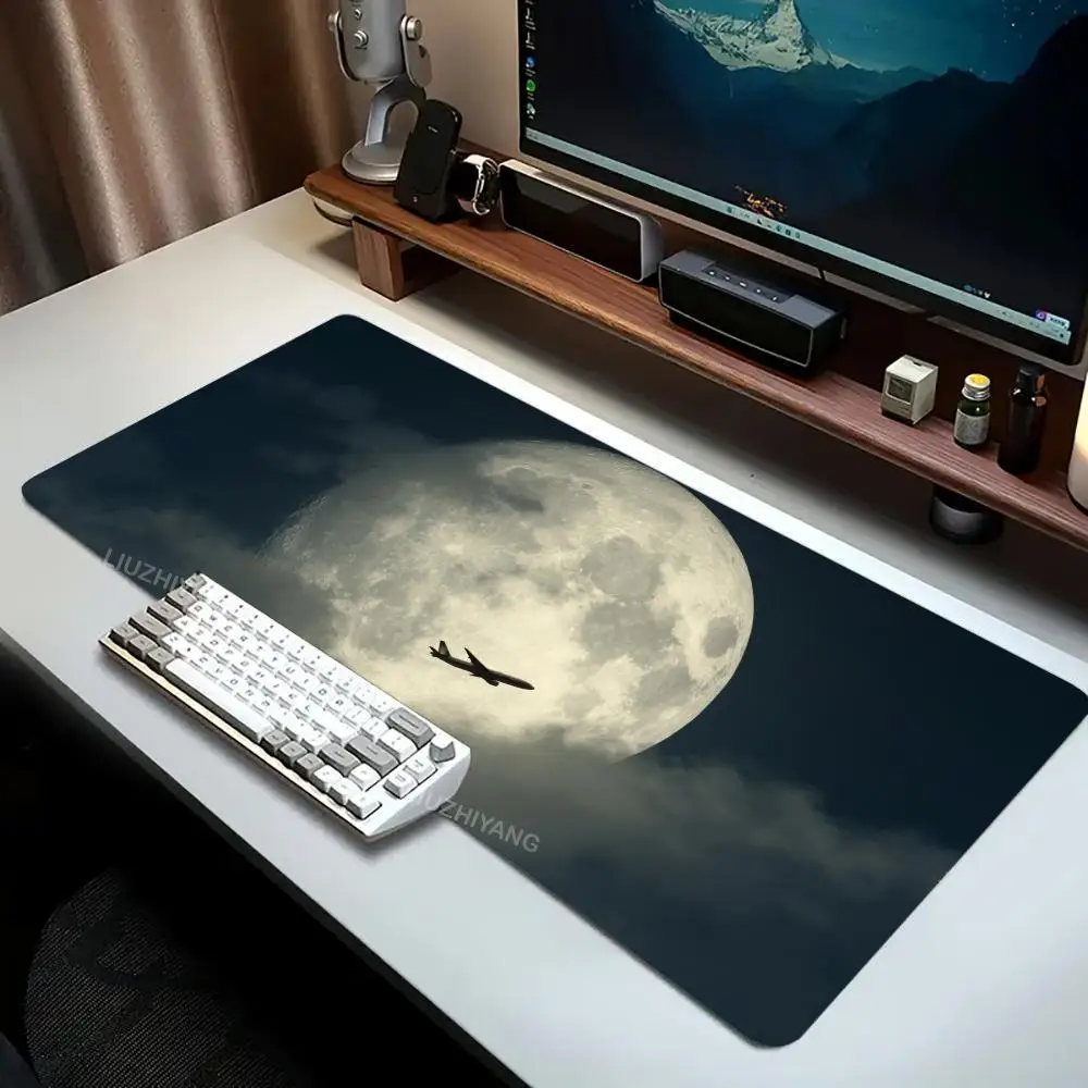 

The Moon Mouse Pad Large Computer Office Game Table Mat XXL Rubber Anti-slip Stitched Edges PC Keyboard Mats Washable Desk Pads