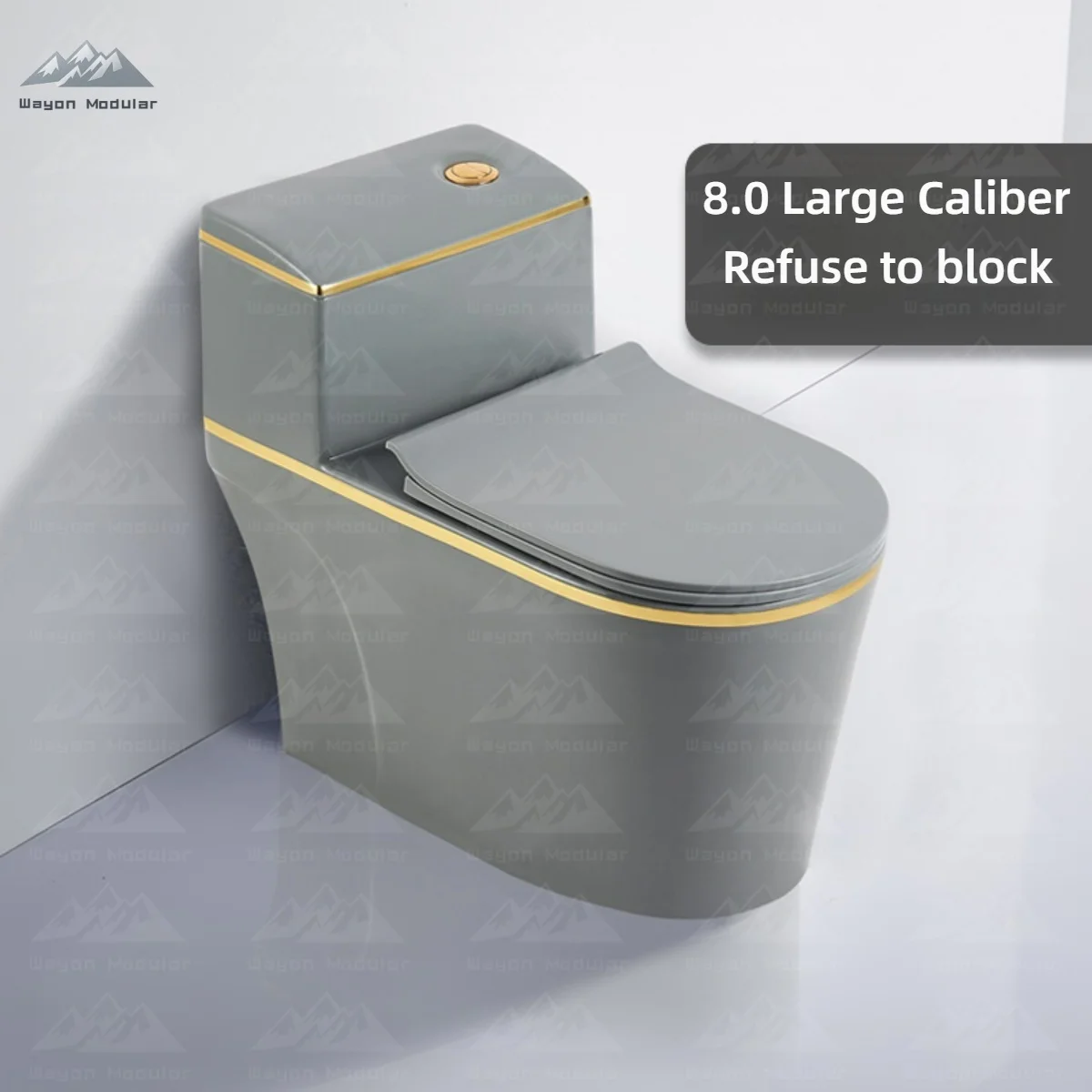 Hot Sale Water Saving Ceramic Toilet Grey with Gold Accent High Efficiency Flush for Commercial Residential Bathrooms - view 2