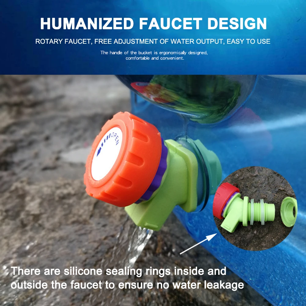 دلاء المياه في الهواء الطلق حاوية خزان المياه المحمولة للقيادة مع صنبور سعة كبيرة للتخييم والنزهة والمشي لمسافات طويلة