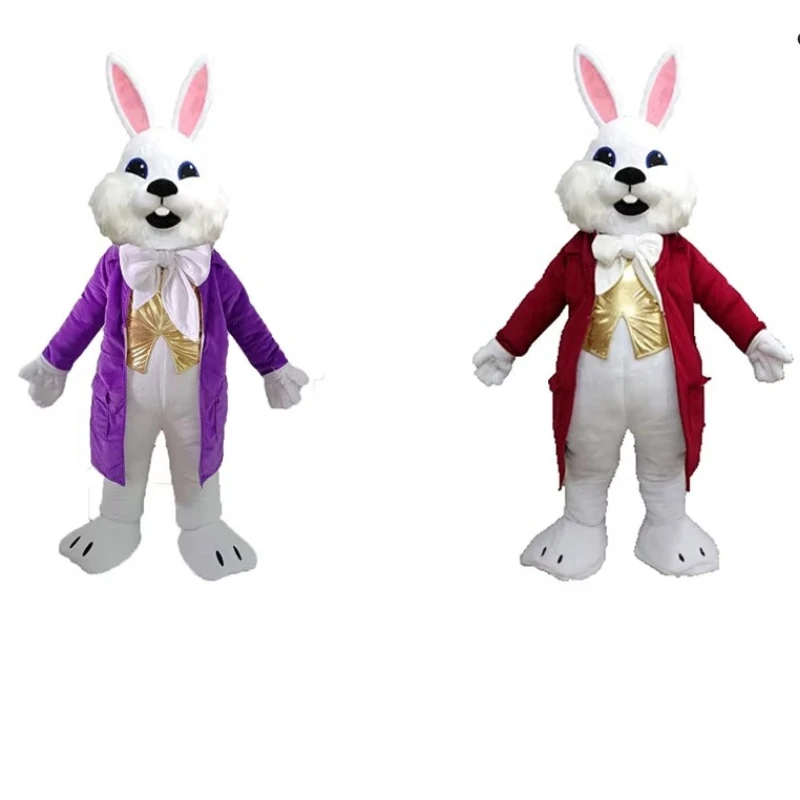 

New Adult Hot Sale Foam Easter Rabbit Mascot Costume with Coat Fancy Cartoon Plush Christmas Fancy Dress Halloween Outfits