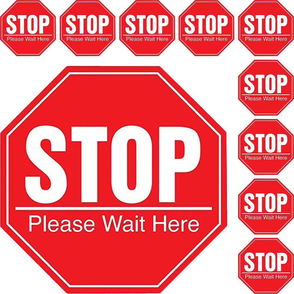 10 Pcs Stop Epidemic Prevention Wall Sticker Keep Distance Awareness Sign Stickers