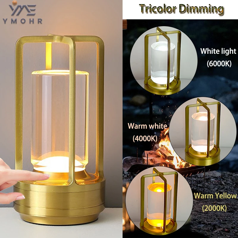 سبائك الألومنيوم الكريستال مصباح LED USB-C شحن الضوء المحيط غرف نوم غرف المعيشة جو ليلة ضوء التخييم الإبداعية مصباح