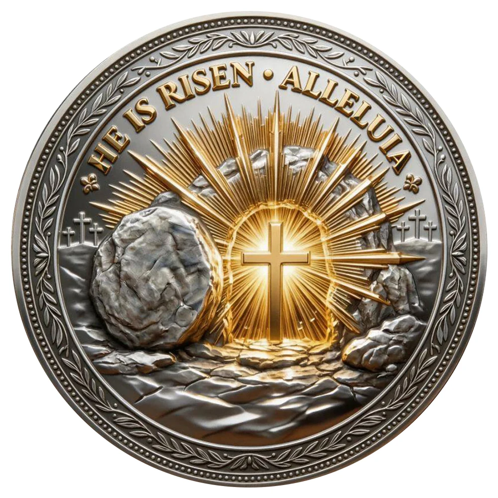 5pcs Religious Resurrection Faith Collectible Coin Bible Verse Scripture Easter Souvenir Coin Encouragement Gifts or Believers