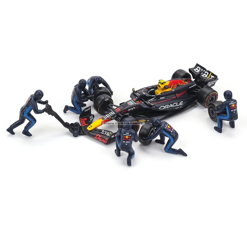 Bburago 1:43 F1 Red Bull Racing RB20 2024 #1 Verstappen #11 Perez DIY Pit House Alloy Car Die Cast Model Toy Collectible SF24