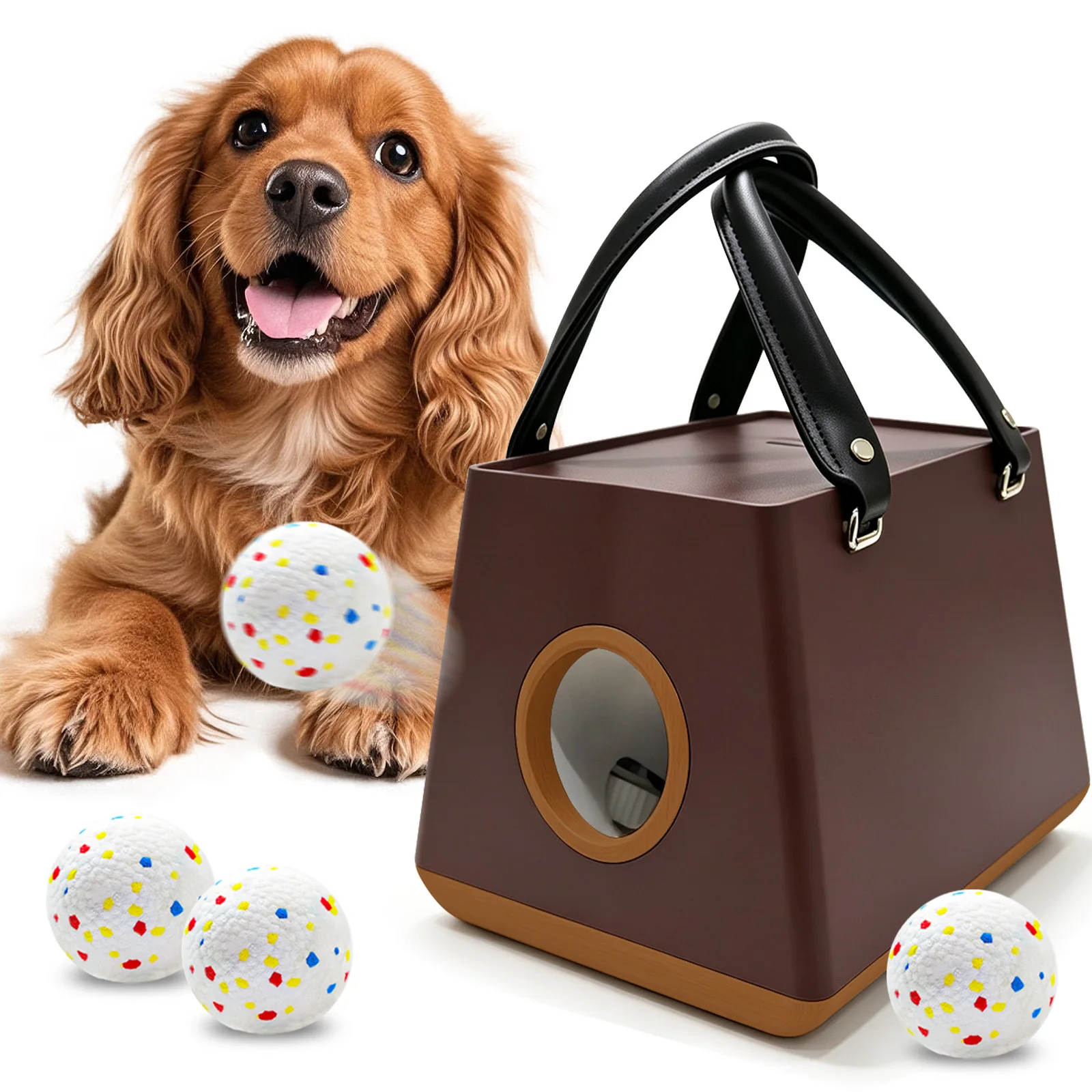 Dog Toys Indoor Outdoor ETPU Tennis Launcher Handheld Pet Thrower Dog Walking Tool Thrower Carrying 3 Balls Automatic Machine